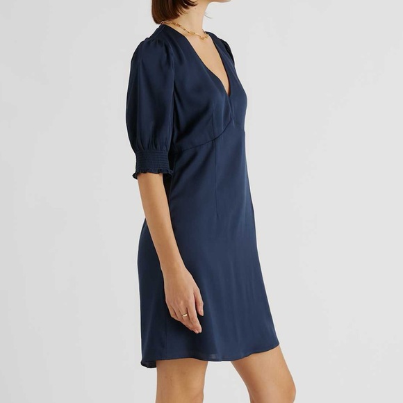Quince Washable Mulberry Silk Navy Dress NWT - Picture 1 of 10